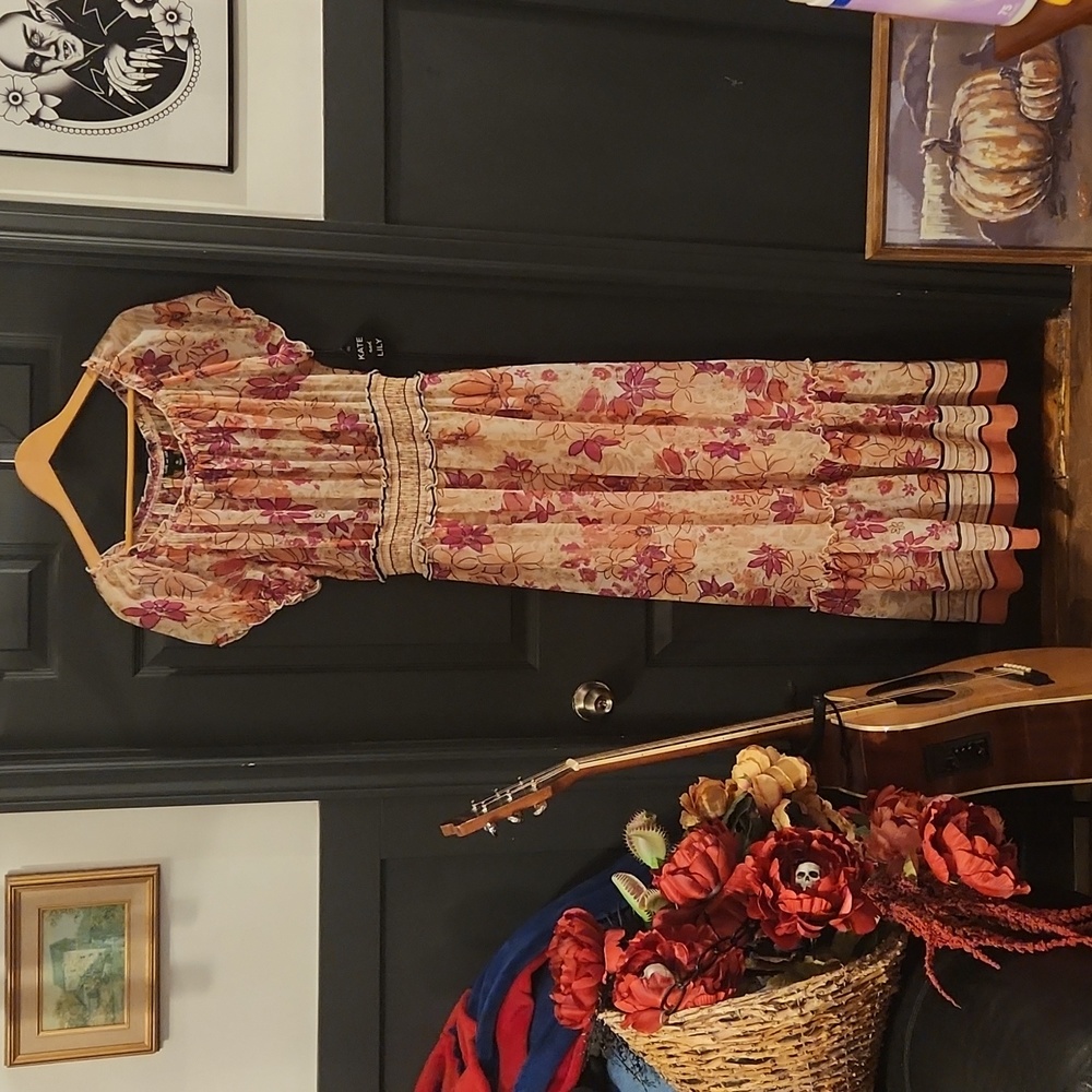 Size 10 Kate and Lily brand sheer floral boho style maxi dress
